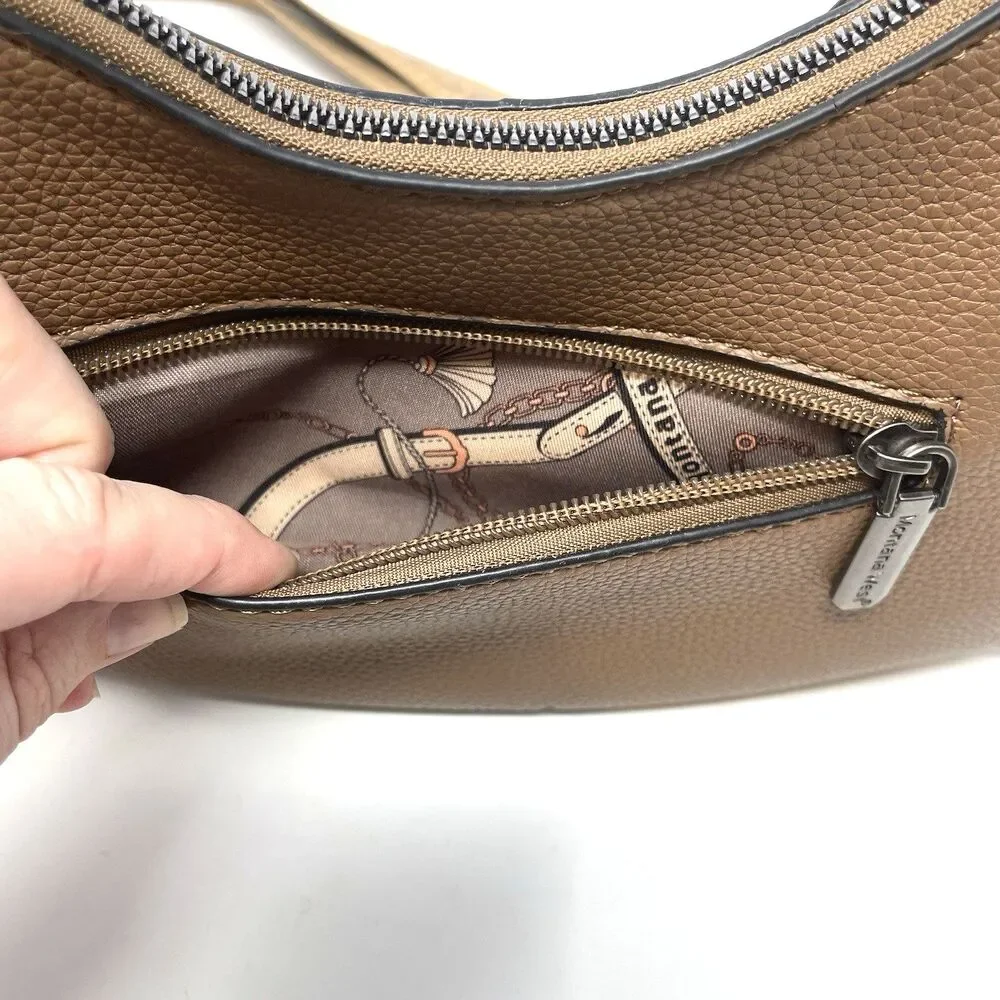 Montana West Brown Vegan Leather Hobo Bag | Studded Crescent Crossbody Purse NEW